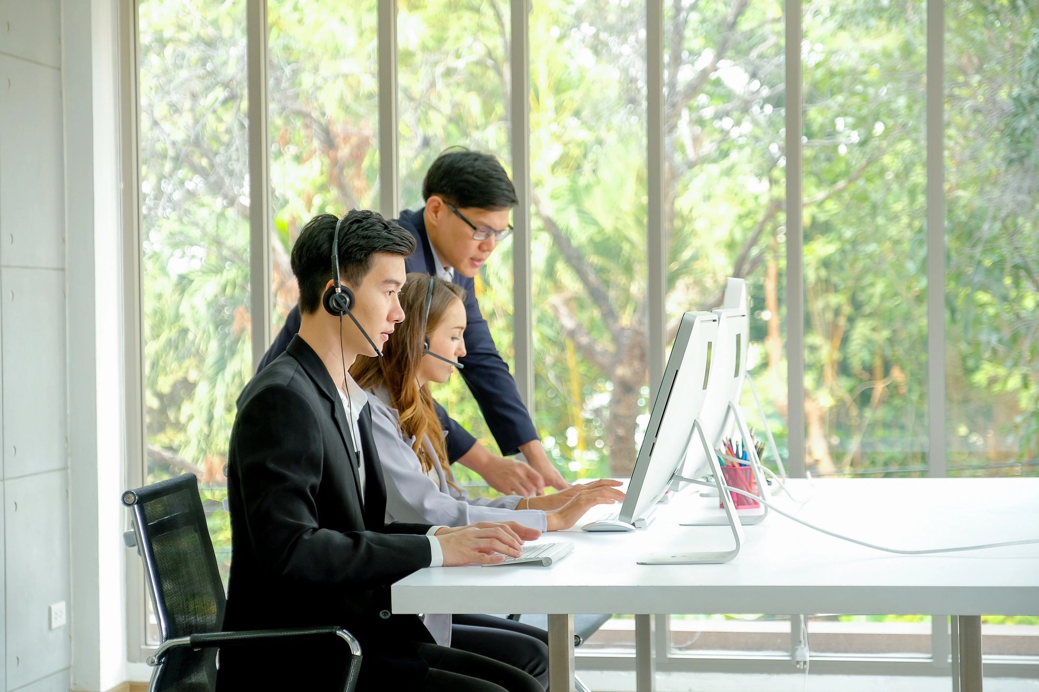 Business support team in a modern office