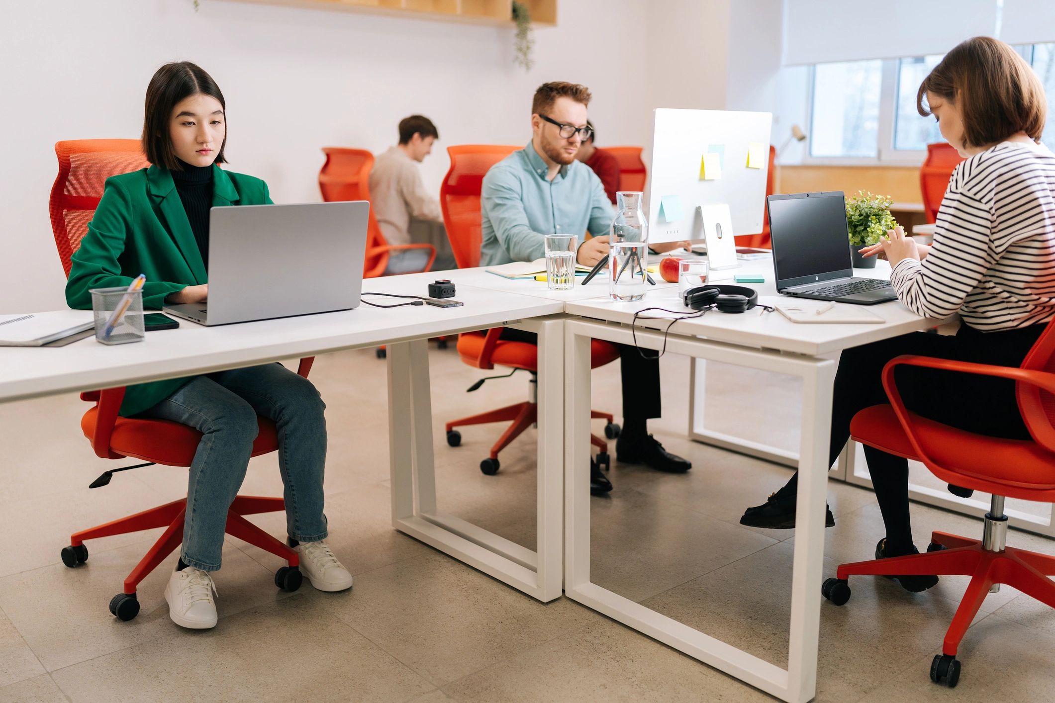 Startup team working together in a coworking office