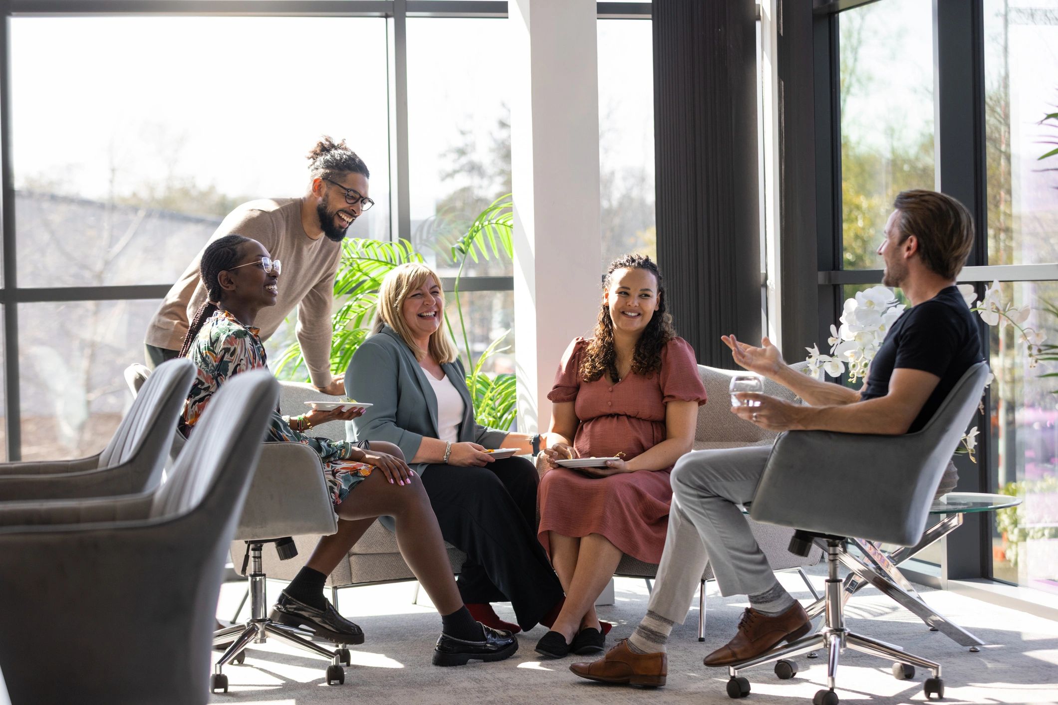 Startup team collaborating in a modern office