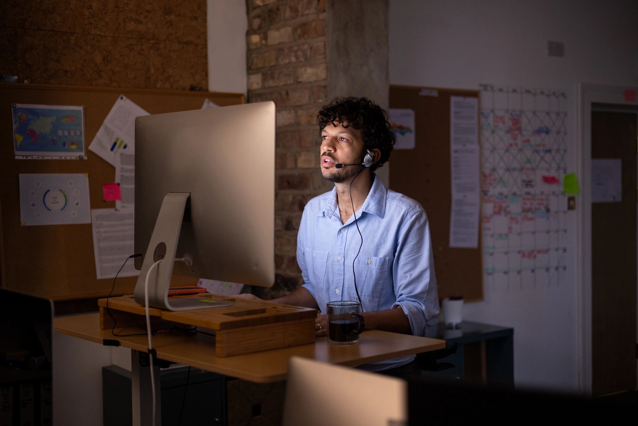 Professional using a headset for AI-powered customer support